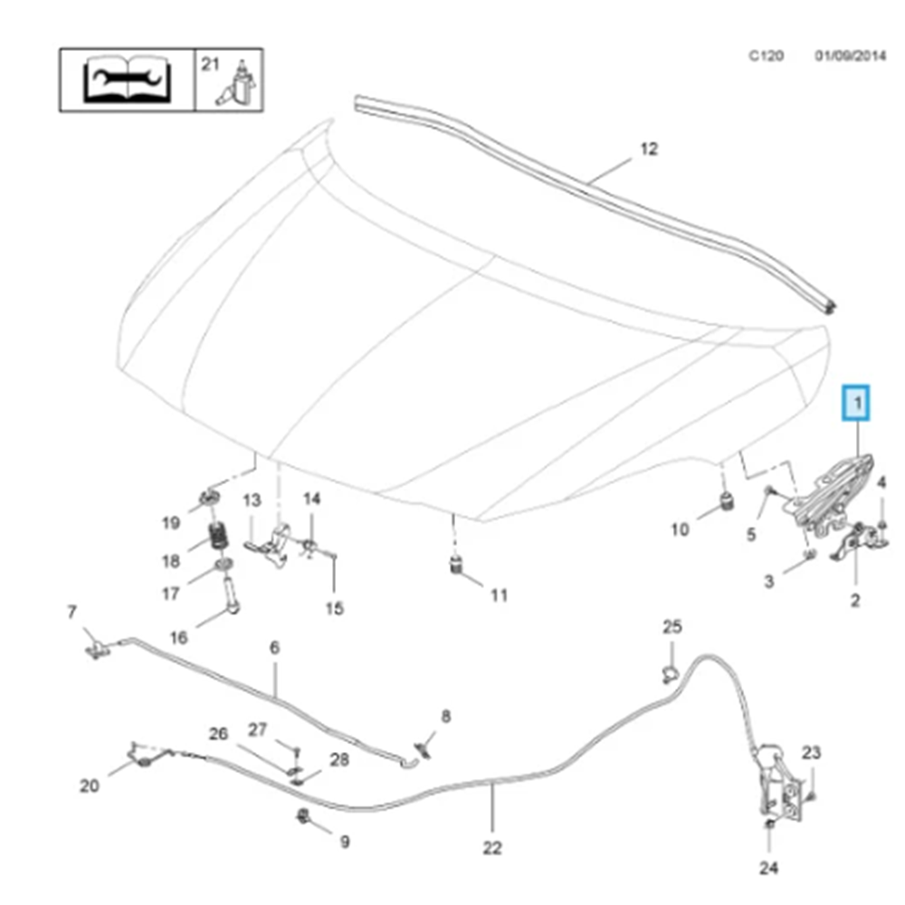 Opel Corsa E Sol Ön Motor Kaput Menteşesi Gm Orjinal 13311902