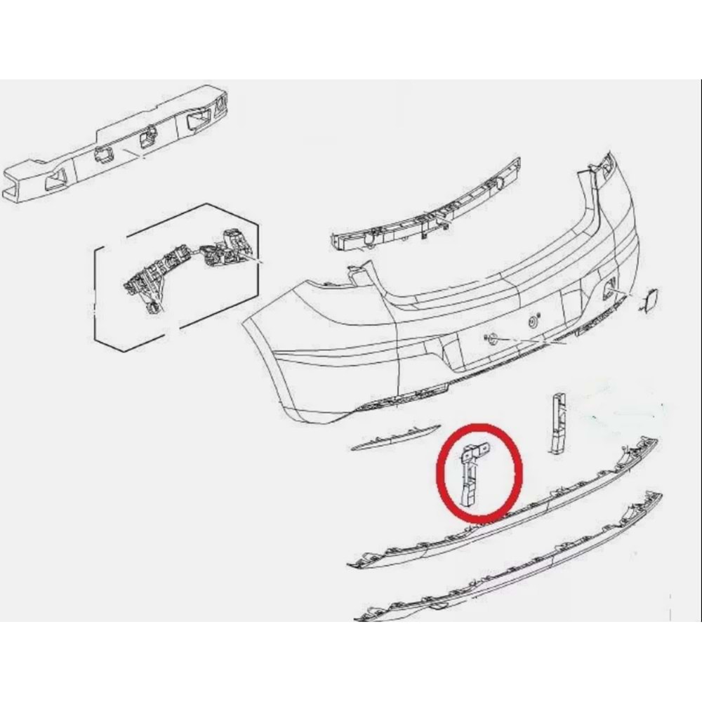 Opel Astra K Sol Arka Tampon Braketi Gm Orjinal 13425525