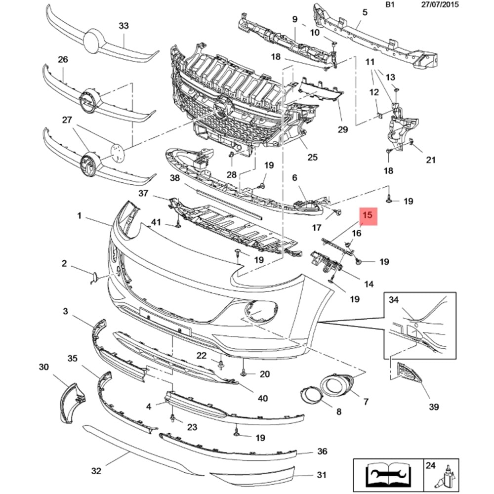 Opel Adam Sol Tampon Braketi Gm Orjinal 1406426