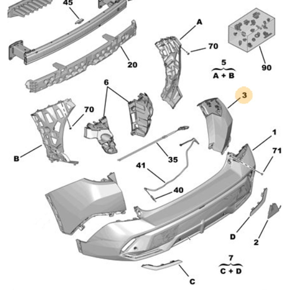 Peugeot 408 I.Nesil Arka Tampon Sağ Köşesi Psa Orjinal 168865931T