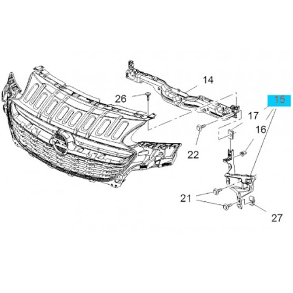 Opel Corsa E Ön Tampon Far Alt Braketi Sağ Taraf Gm Orjinal 39003560