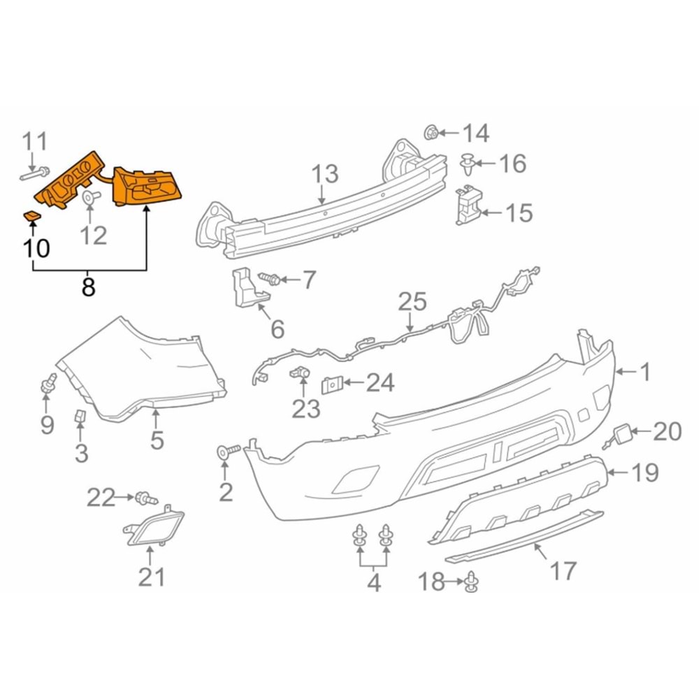 Opel Mokka Arka Tampon Sol Bağlantısı Gm Orjinal 42541314