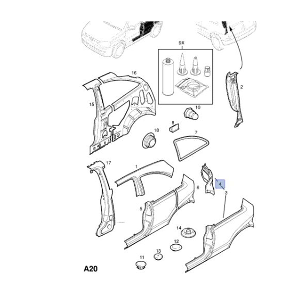 Opel Corsa C Sağ Arka Çamurluk Alt Uzatma Sacı Gm Orjinal Marka 93184346