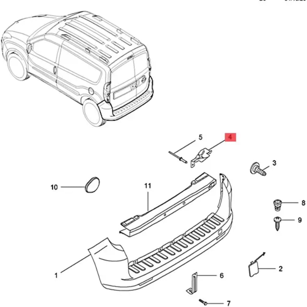 Opel Combo D Sol Arka Tampon Braketi Psa Marka 95513337