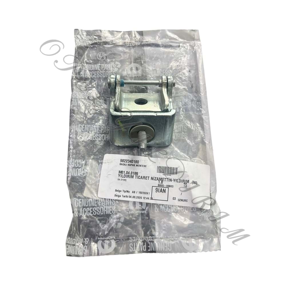 Opel Combo E Bagaj Kapak Menteşesi Psa Marka 9822340180