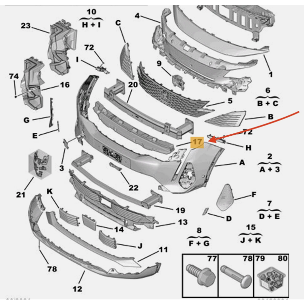 Peugeot 3008 II Ön Tampon Demir Destek Köpüğü Psa Orijinal 9836769980