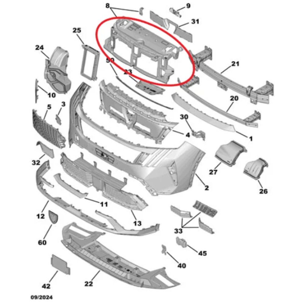 Peugeot 3008 Ön Tampon Üst Plastiği Psa Orjinal 98528248XT