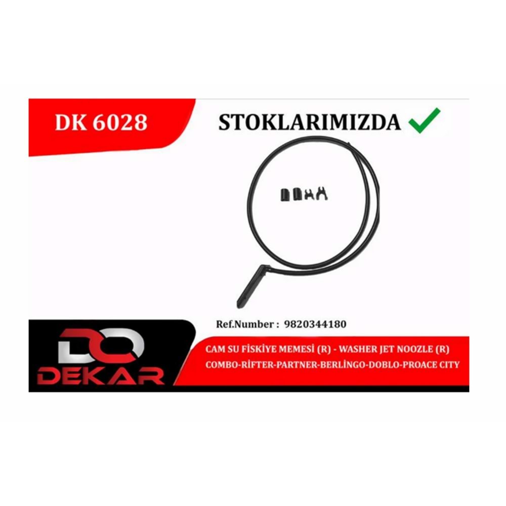 Opel Combo E Sağ Ön Cam Su Fiskiye Memesi Dekar Marka 9820344180