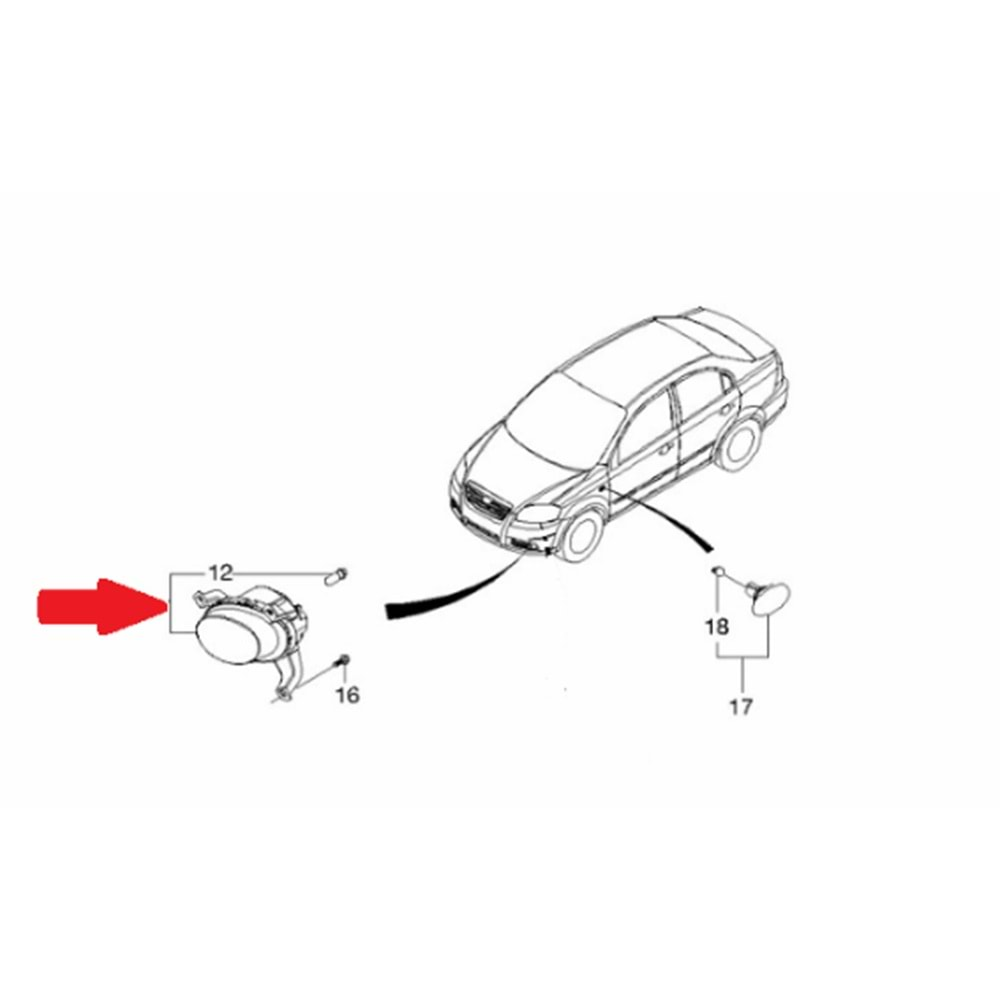 Chevrolet Aveo T250 Sağ Sis Farı Taiwan Marka 96650541