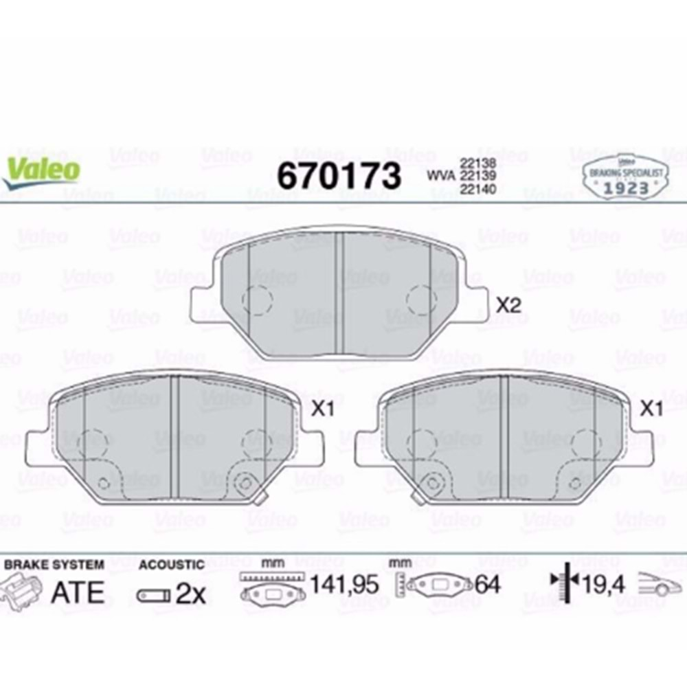 Opel İnsignia B Ön Fren Balatası Valeo Marka 84120877