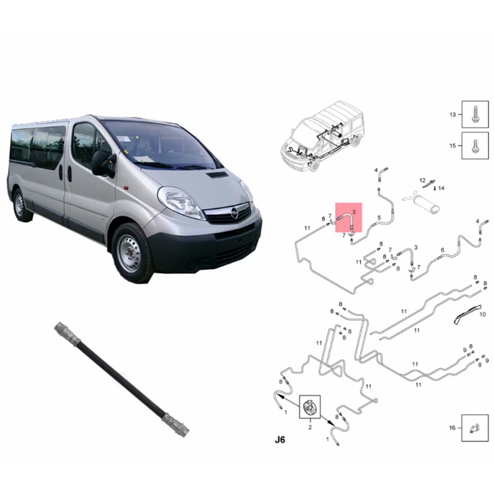 Opel Vivaro Arka Fren Hortumu Wonga Marka 4418563