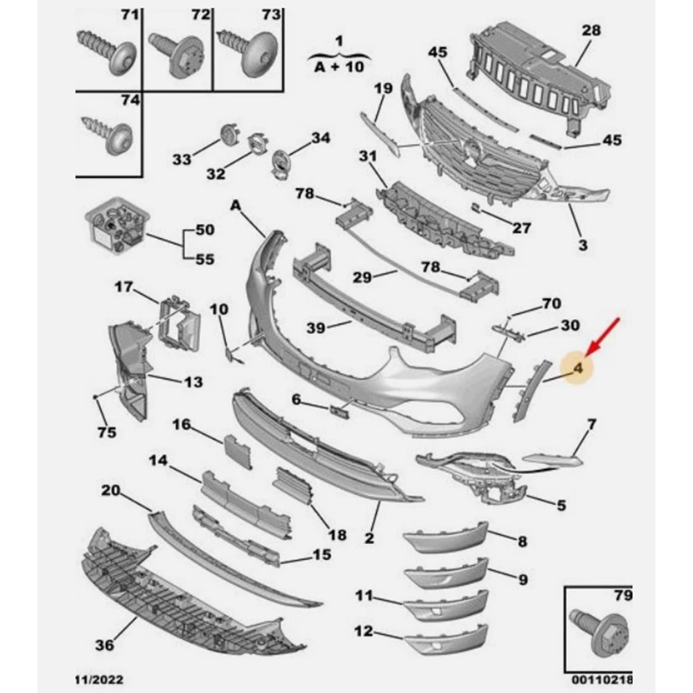 Opel Grandland X Sol Ön Tampon Uç Çıtası Gm Orjinal YP00048880