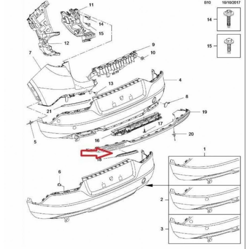 Opel Grandland X Arka Sağ Tampon Çıtası Gm Orjinal Marka YP00078980