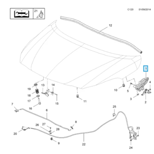 Opel Corsa E Sol Ön Motor Kaput Menteşesi Gm Orjinal 13311902