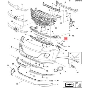 Opel Adam Sol Tampon Braketi Gm Orjinal 1406426