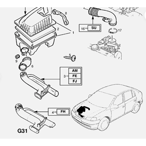 Opel Astra G Hava Giriş Borusu Gm Orjinal 9202905
