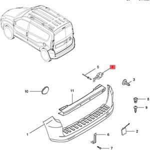 Opel Combo D Sol Arka Tampon Braketi Psa Marka 95513337