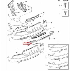 Opel Grandland X Arka Sağ Tampon Çıtası Gm Orjinal Marka YP00078980