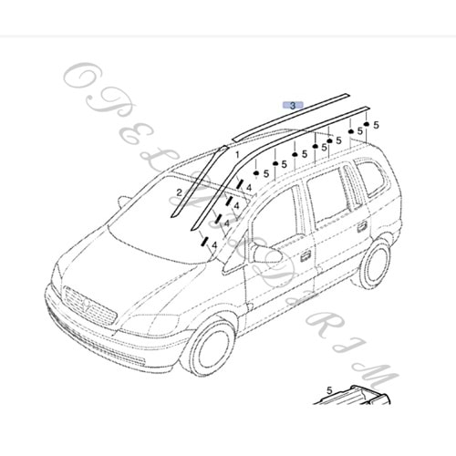 Opel Zafira A Sağ Tavan Çıtası Gm Orijinal 24435151