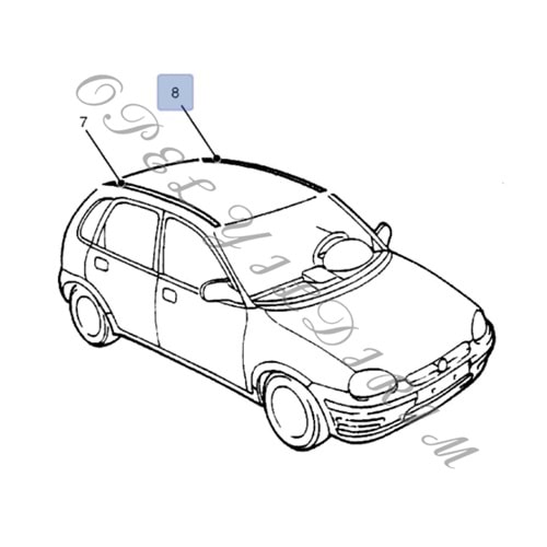 Opel Corsa B Sol Füme Tavan Oluk Çıtası Gm Orijinal 90428149