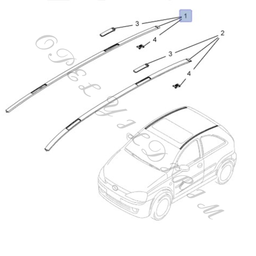 Opel Corsa C Sağ Tavan Oluk Çıtası Gm Orijinal 9227292