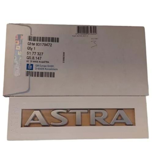 Opel Astra H Astra Yazısı Gm Orjinal Marka 93179472