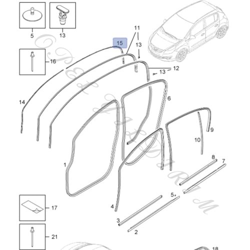 Opel Corsa D Sol Arka Kapı Ara Fitili Tutucu Rayı Gm Orijinal 93189598
