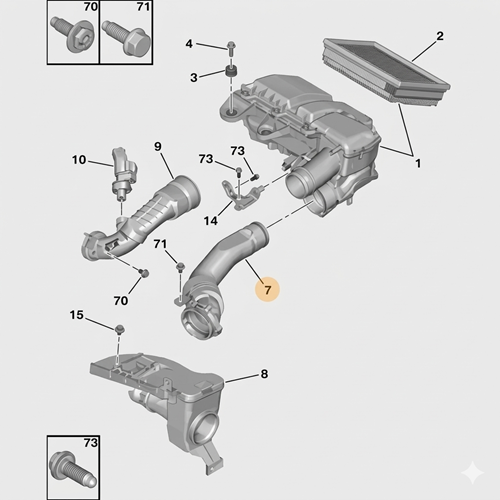 Peugeot 208 II Hava Filtre Hortumu Gm Orjinal 9823710980