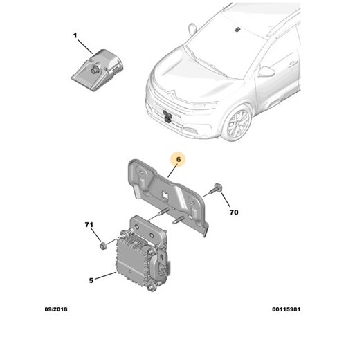 Citroen C5 Aircross Aktif Sürüş Otomatik Frenleme Beyini Bağlantı Braketi Psa Orjinal 9826918780