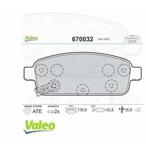 Opel Astra J Arka Fren Balatası Takımı Valeo Marka 542039