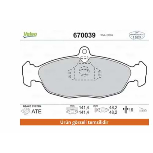 Opel Corsa B Ön Fren Balata Valeo Marka 1605881