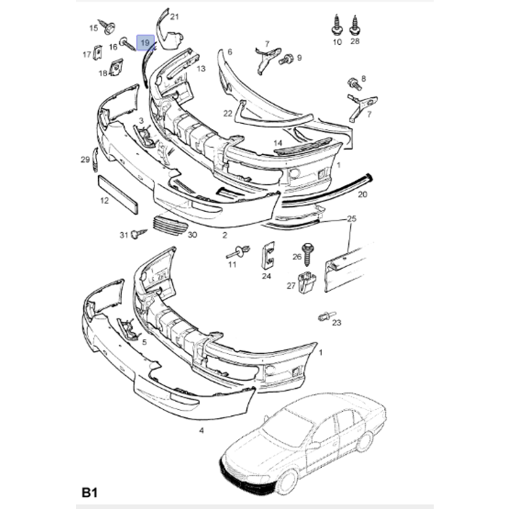 Opel Omega B Ön Tampon Sağ Nikelajı Gm Orjinal 90509524