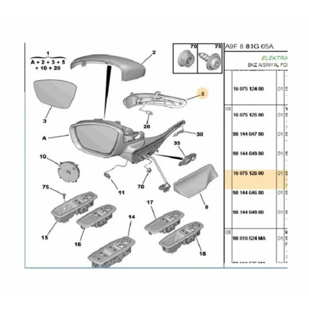 Opel Corsa F Sağ Ayna Sinyali Gm Orjinal 1607512680