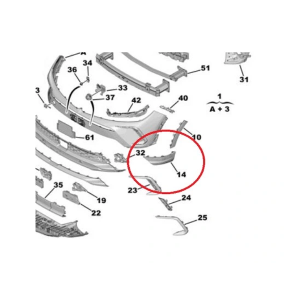 Opel Grandland X Sol Ön Tampon Deflektörü Gm Orjinal 168452561T