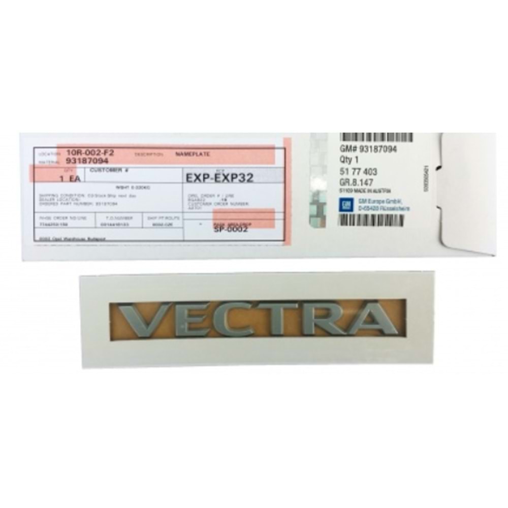 Opel Vectra C Vectra Yazısı 2006 Krom Gm Orjinal Marka 5177403