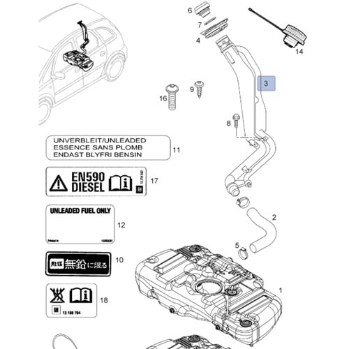 Opel Meriva A Yakıt Doldurma Borusu Gm Orjinal 5806045