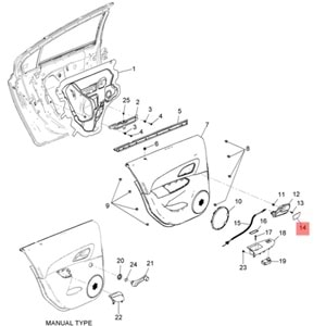 Chevrolet Cruze Sağ Ön Kapı İç Açma Kol Kapağı Gm Orjinal Marka 95916045