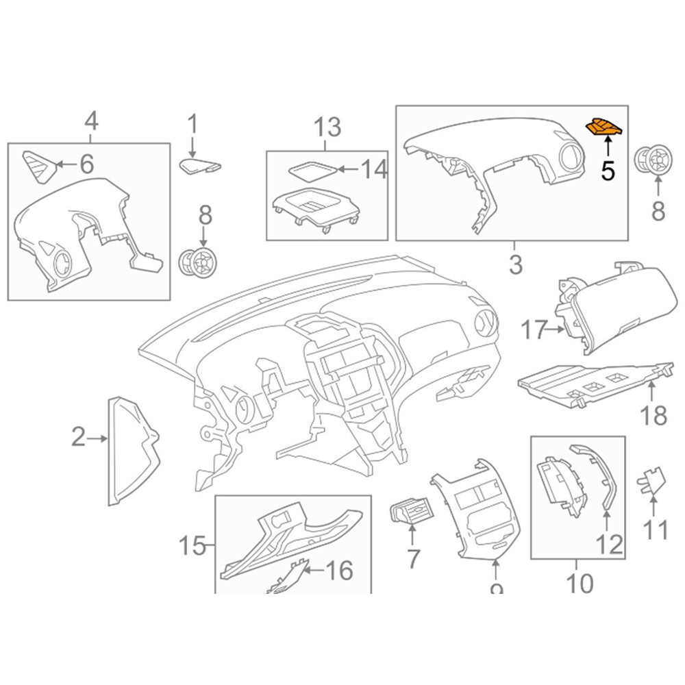 Chevrolet Aveo T300 Torpido Üst Izgarası Gm Orjinal Marka 96886075