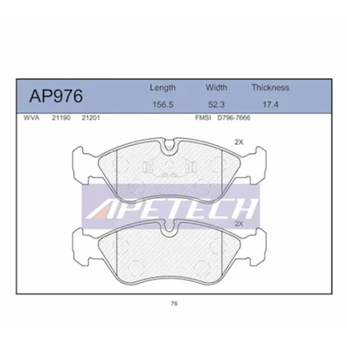 Opel Omega A 1.8 2.0 Ön Fren Balata Takımı Apetech Marka 1605808