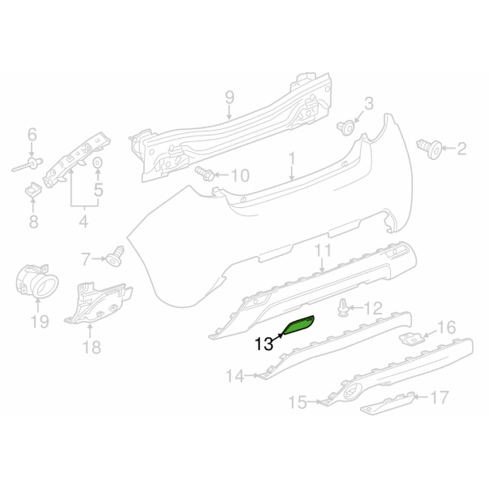 Chevrolet Spark M300 Sol Arka Tampon Reflektörü Nrg Marka 96844218