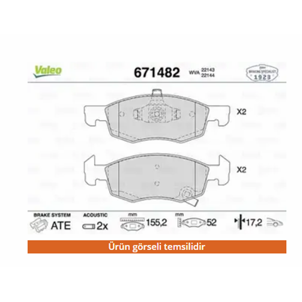 Opel Corsa E Ön Fren Balatası Valeo Marka 1605280