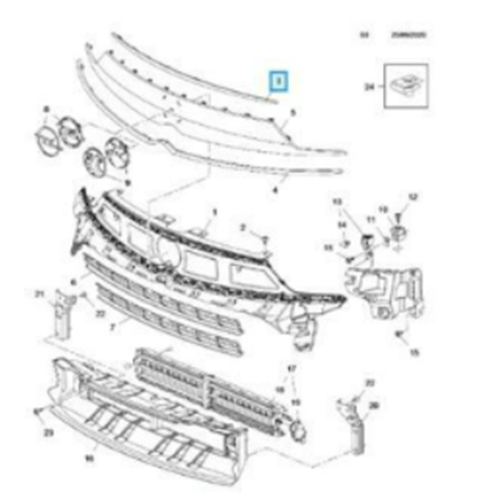 Opel Crossland Tampon Çıtası Üst Krom Gm Orjinal YQ009445DZ